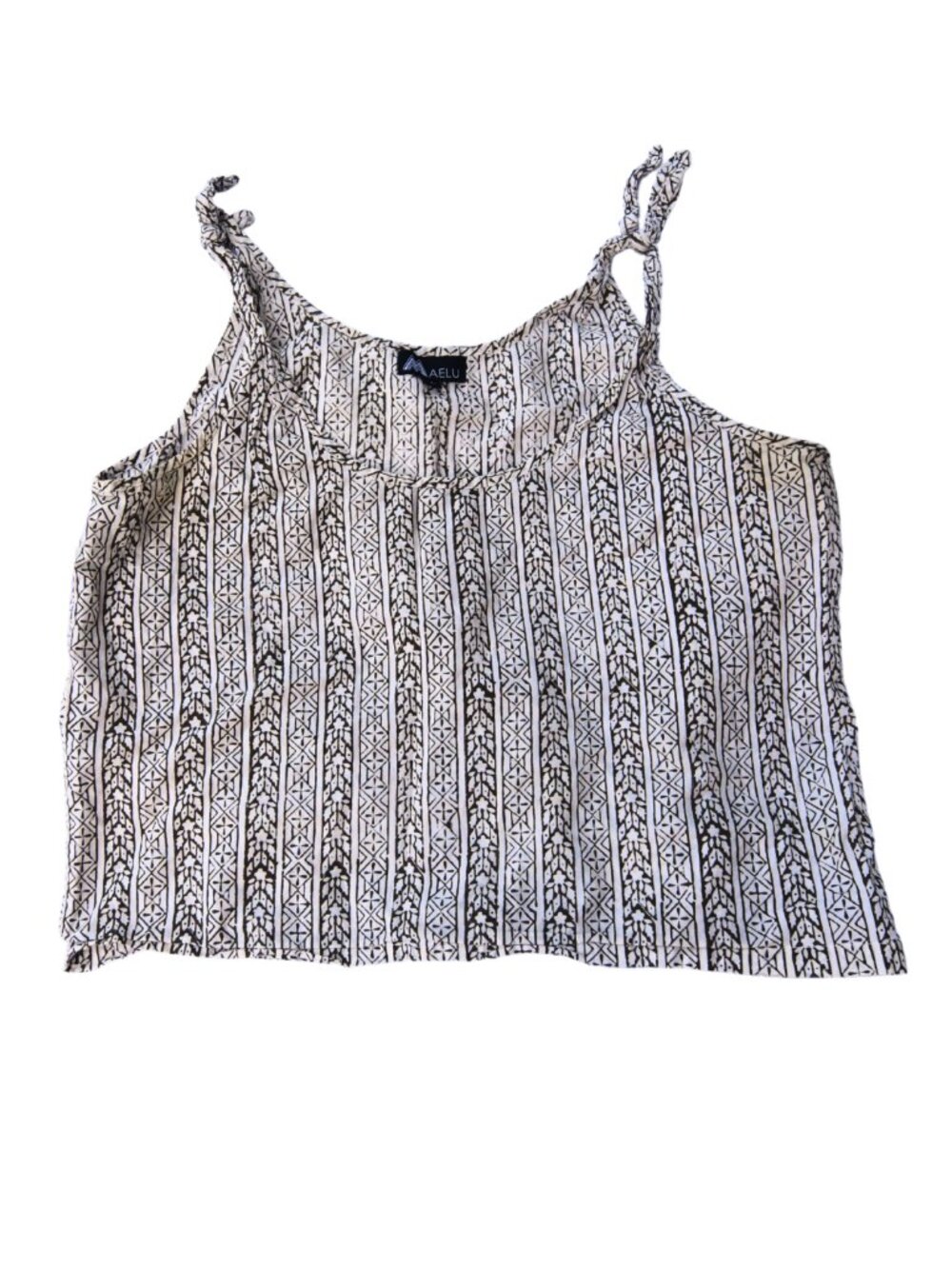 Maelu Hand Block Printed Tie Shoulder Cami Tank Top L